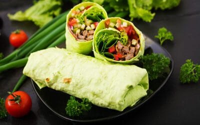 Spinach Tortilla Rolls With Cheese and Smoked Salmon in the Oven: Healthy Recipe Rich in Protein